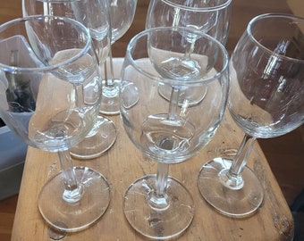 Stemmed Wine Glasses - 6 Sides Stems - Set of 7