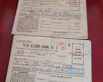 WWII War Ration Books w/Stamps - 2 Books