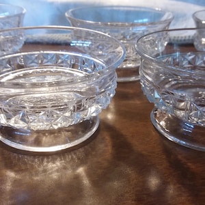 Footed Dessert/Fruit/Ice Cream Bowl - Set of 5 - Pressed Glass Round