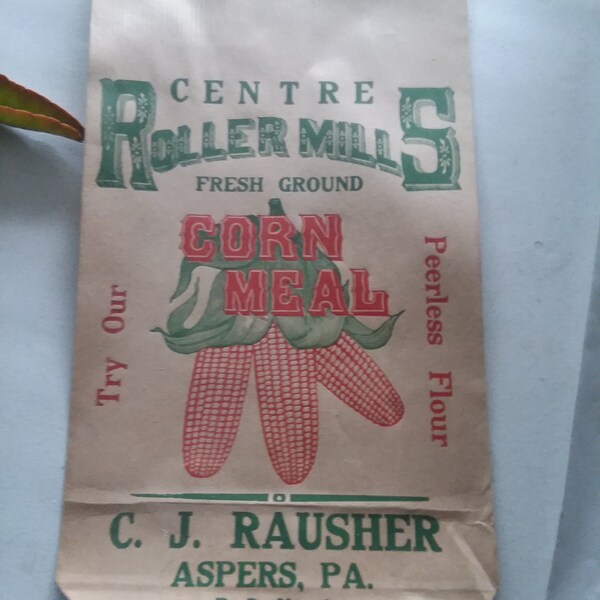 CJ Rausher Centre Roller MIlls Fresh Ground Corn Meal 10 Lbs. Paper Feed Bag