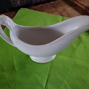 Ironstone Gravy Boat w/Raised Leaf Pattern