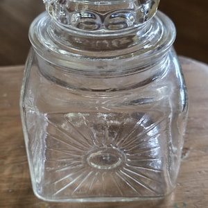 Anchor Hocking Square Glass Canister Jar - Starburst On Three Sides