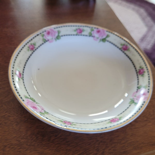 Czecho-Slowakin Gilded Edge Pink Floral Bowl