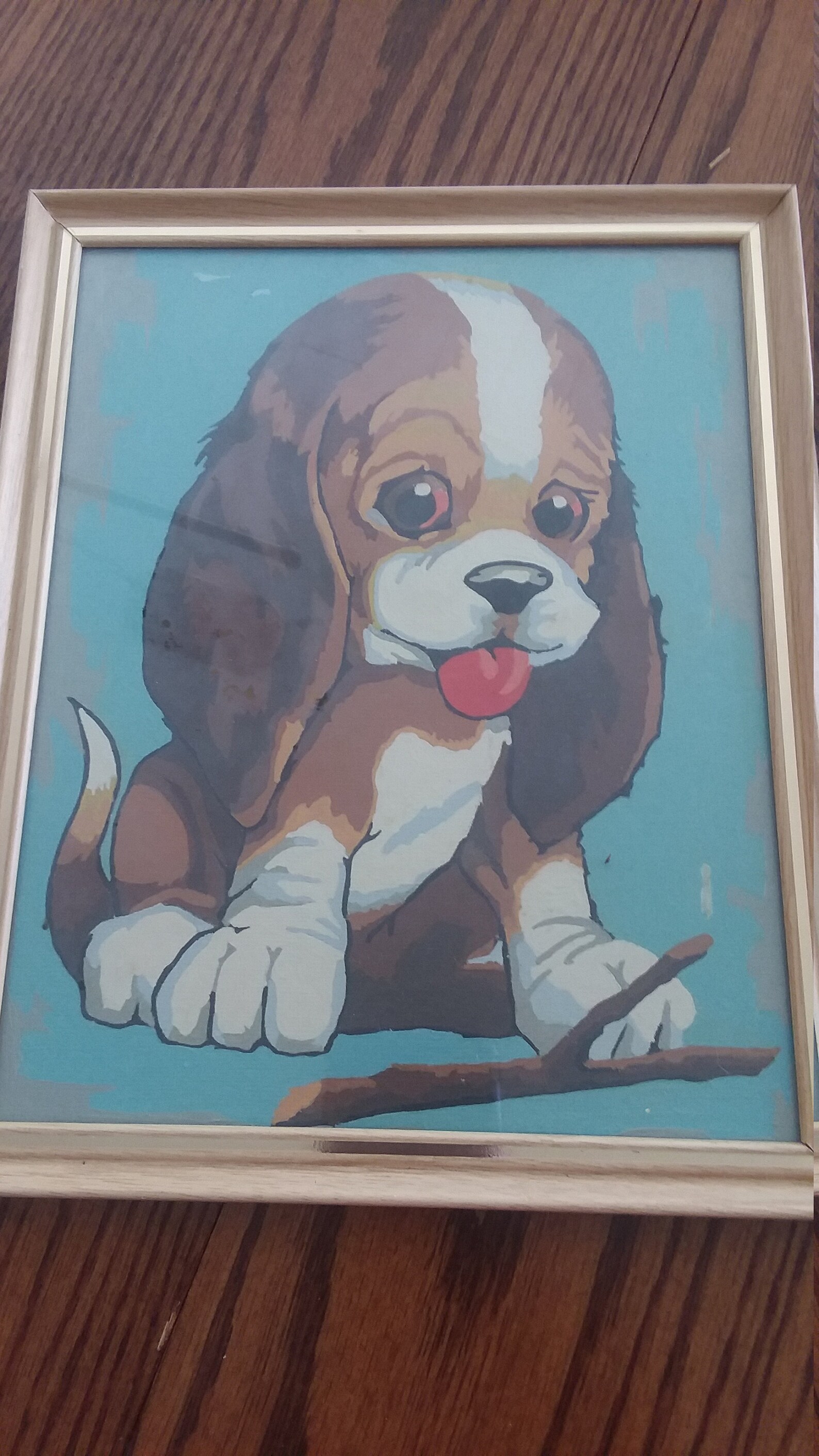 Paint by Numbers Dogs Kitschy Art 2 Vintage Framed Under Etsy