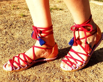 Sandalias rojas | Etsy España