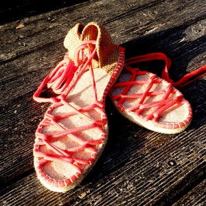 Greek Espadrilles Sandals. Colour Coral Red. Alpargatas Made - Etsy