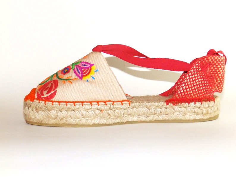Embroidered Espadrilles Flowers Colorful Organic Cotton - Etsy