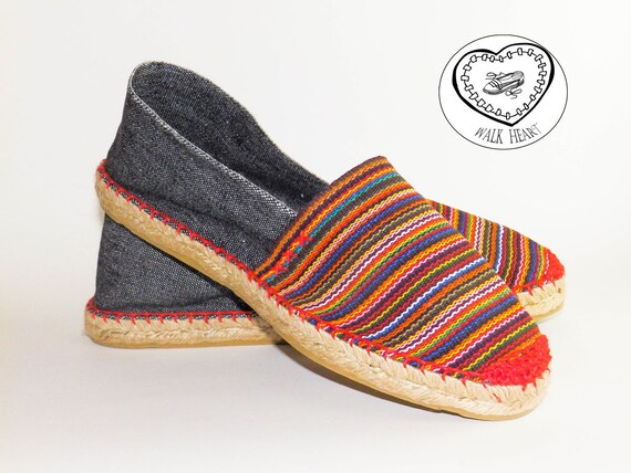 Flat Spanish Espadrilles Multicolor and Denim. Organic Cotton