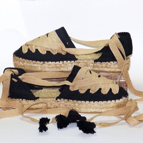 black lace up platform espadrilles