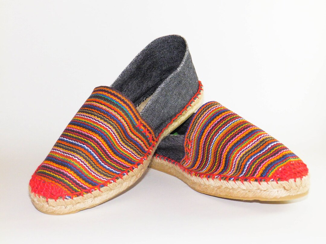 Flat Spanish Espadrilles Multicolor and Denim. Organic Cotton ...