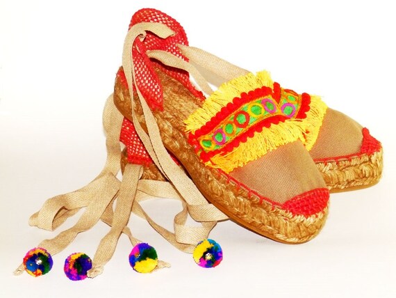 Espadrilles Sandalias marrones decoradas con - Etsy