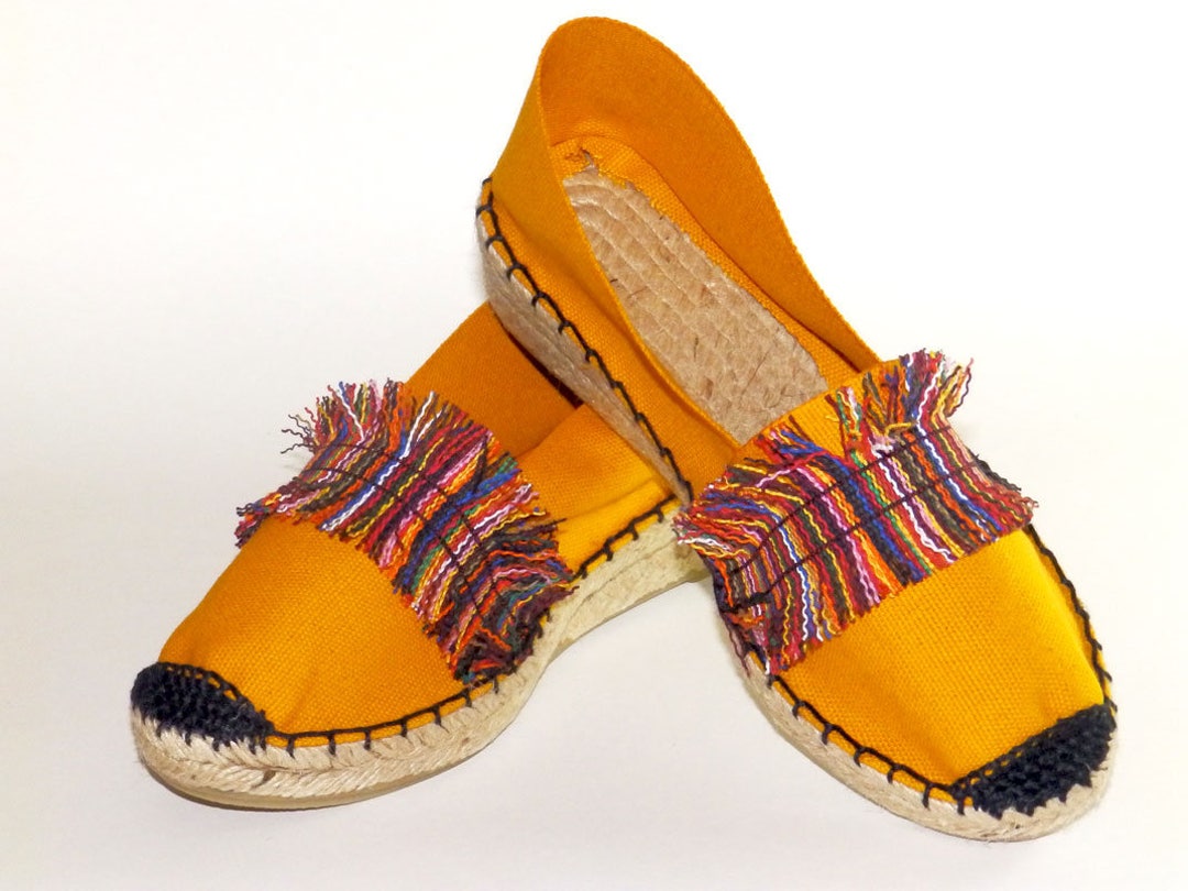 Fringed Espadrilles Boho Organic Cotton Alpargatas Made in - Etsy