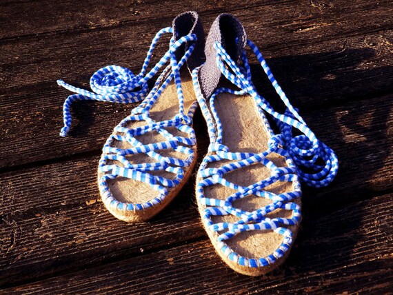 Sandalias alpargatas griegas de rayas marineras con - Etsy España