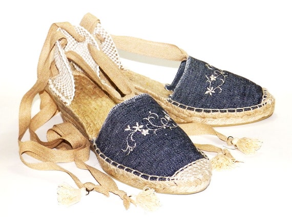 Espadrilles Alpargatas Mujer cuña alta 7cm Vaqueras con | Etsy España