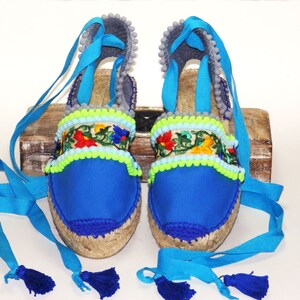 Blue Platform Espadrilles Sandals With Ethnic Embroidery - Etsy