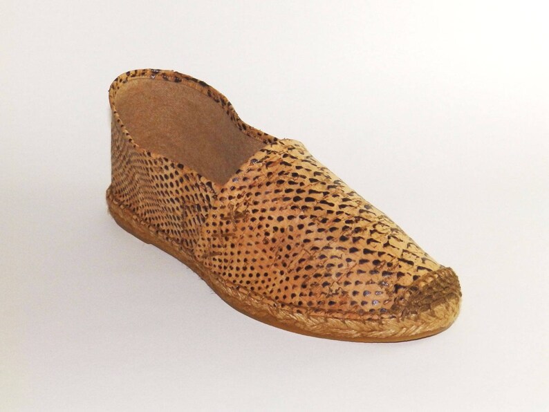 Natural Cork Espadrilles. Print of Snakeskin. Flat Sole. Etsy