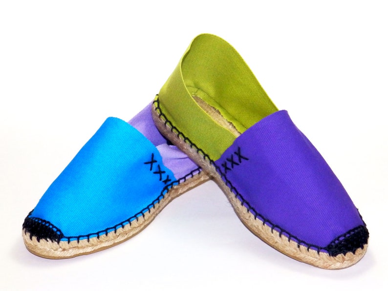 Flat Canvas Espadrilles. Turquoise Lavender Dark Purple and - Etsy