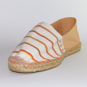 Flat Striped Espadrilles. Salmon and Beige Color. Organic - Etsy