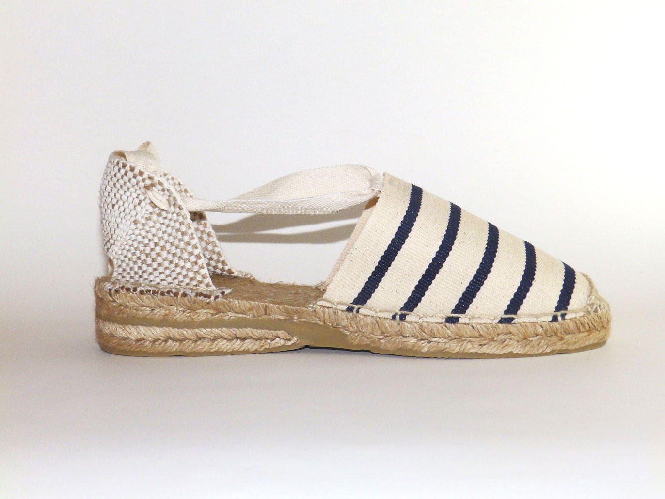 Sailor Stripes Lace up Navy Espadrilles Organic Cotton - Etsy