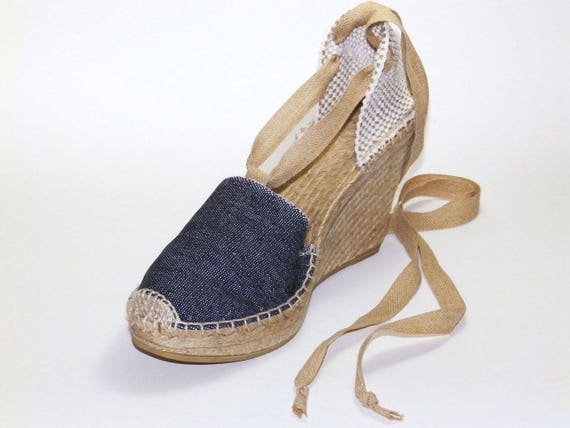 Espadrilles Alpargatas Cuña Alta 10cm Vaqueras Abiertas | Etsy España