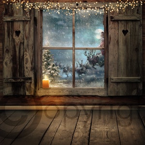 Christmas Santa Window Digital Background/ composite