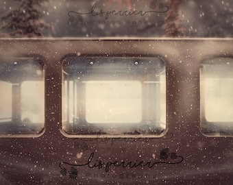 Digitale achtergrond treinraam: kerstcomposiet (digitale download)