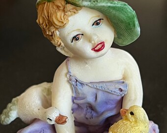 Montefiori Collection Figurine Boy Chick Duck Overalls Farm Italy