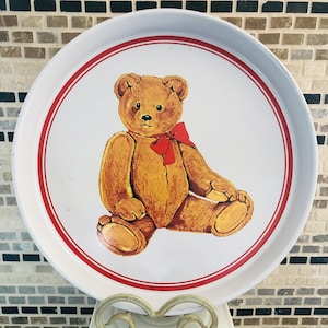 Vintage Teddybeer Metalen Dienblad 13" Platter Barware