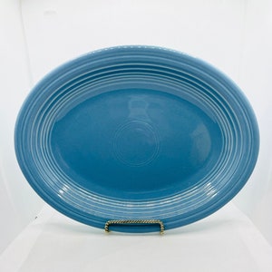 Vintage Homer Laughlin Fiesta Oval Serving Platter Periwinkle Blue 11.5"