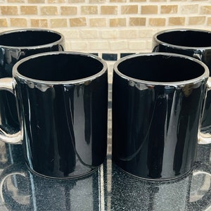 Waechtersbach Spain Set of 4 Black Coffee Mug with Silver Handle Coffee Cups Tea Mug