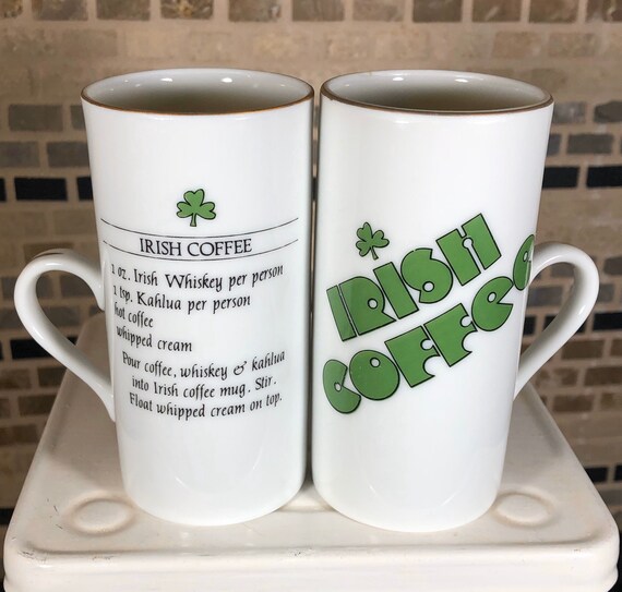 Vintage Irish Coffee Mugs With Recipe Printed Porcelain 4 Etsy