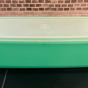 Vintage Tupperware Selleri Grönsakshållare 'Easy Crisp' Jadeitgrön 782 Frostat Lock