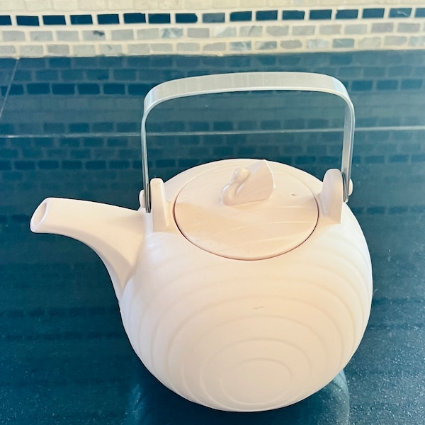 Vintage Hornsea Concept Pink Matte Mid Century Teapot with Swan Finial