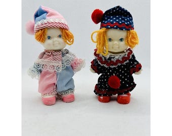 Vintage Clown Dolls 1977 Pee Wee Clowns Set Of 2 UDCO Uneeda Doll