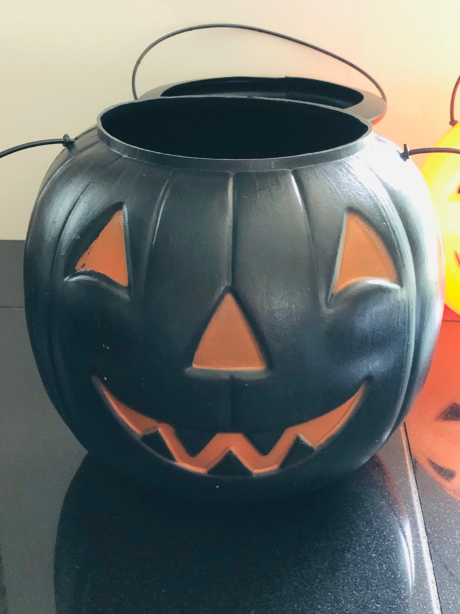 Vintage Halloween Pumpkin Candy Pail Blow Mold Plastic Candy Etsy
