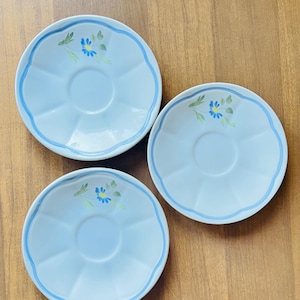 Longchamp Perouges Saucer Hand Painted Bird Floral - set of 3