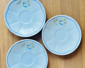 Longchamp Perouges Saucer Hand Painted Bird Floral - set of 3