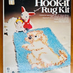 Vintage Latch Hook Vogart Hook-It Wall Hanging Rug Kit #432 &#39;Fluffy&#39; Dog SEALED
