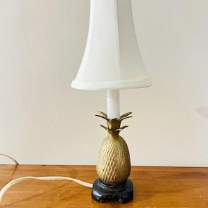 Vintage Retro Brass Pineapple Lamp On Wooden Base Andrea By Sadek Candlestick