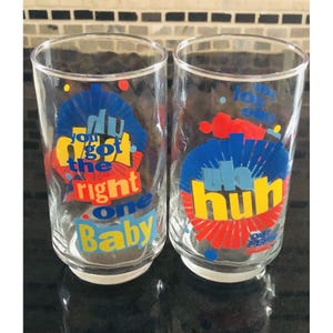 Vintage Diet Pepsi Uh Huh "You Got The Right One Baby" Glasses Tumblers Set Of 2