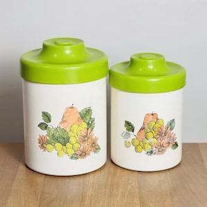 Vintage MCM Atapco Canister Set Fruit Pattern Made In USA 70er Jahre Nesting Aluminium