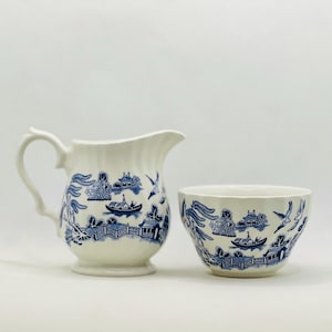 Vintage Royal Wessex Creamer and Sugar Blue Willow Made in England