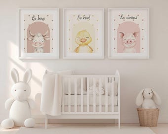 Farm Animals Nursery Art Prints: Baby Room Decor (Digital Download)