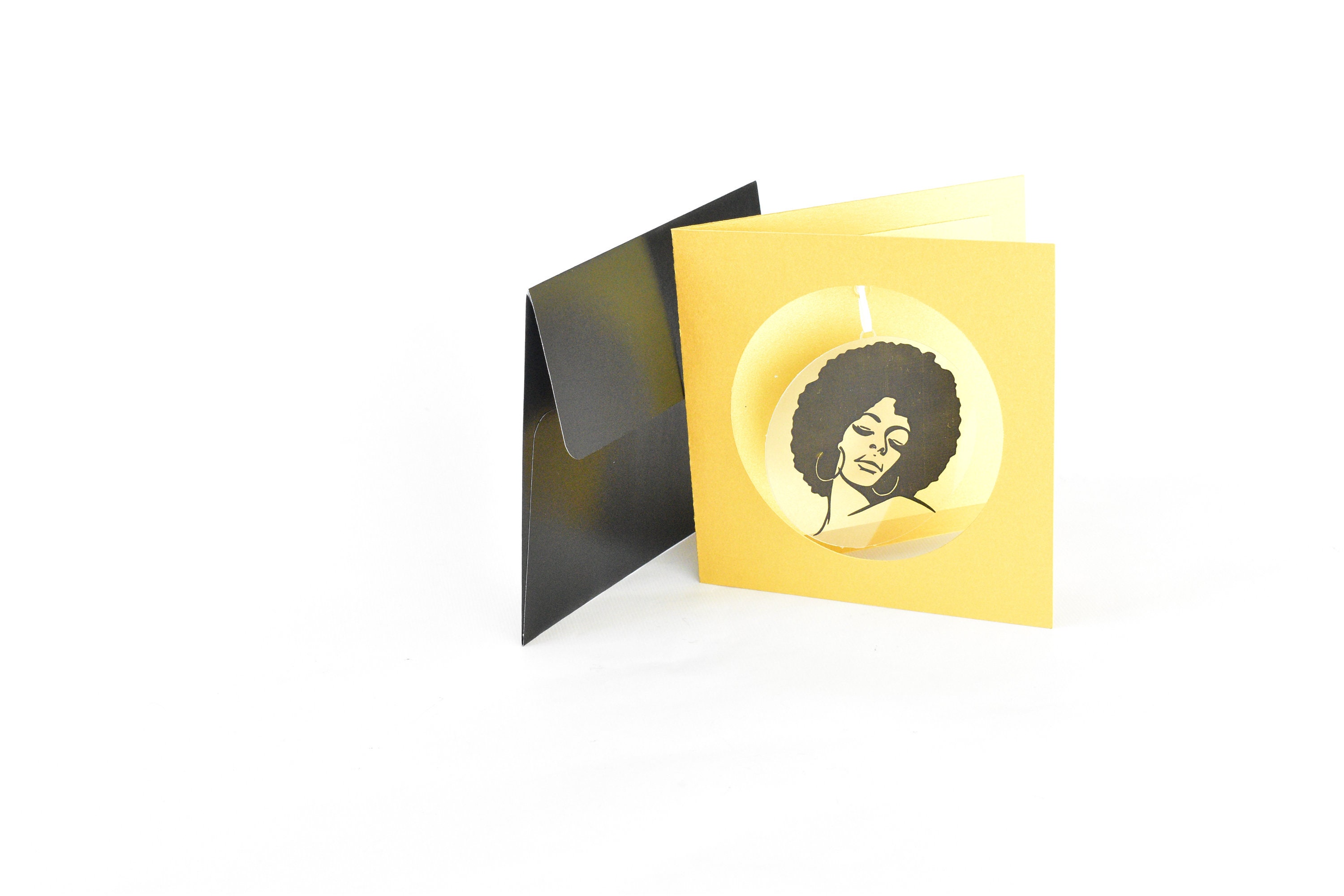 Black woman with afro blank greeting card / AfricanAmerican Etsy