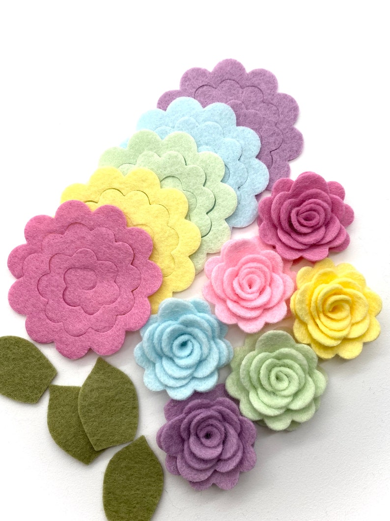 18pcs Felt Flowers Set Die Cut Felt Flowers Felt Flower Set Etsy