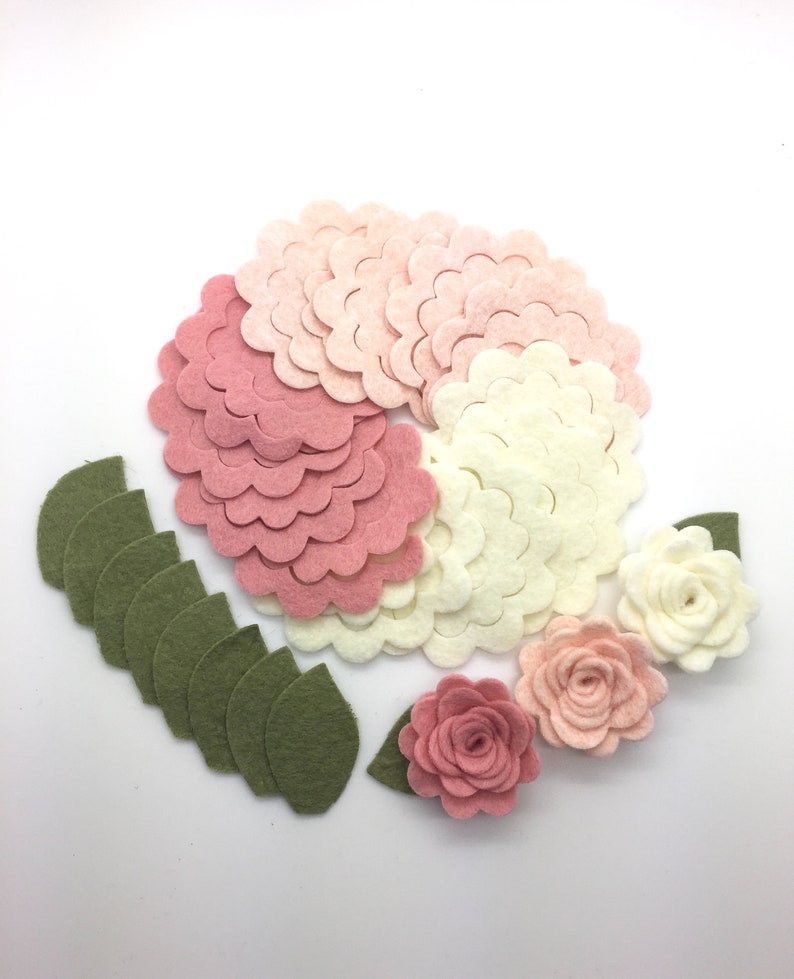 20 pcs Pre Cut Wool Felt Rose Flower DIY Felt Flower Die Cut Etsy
