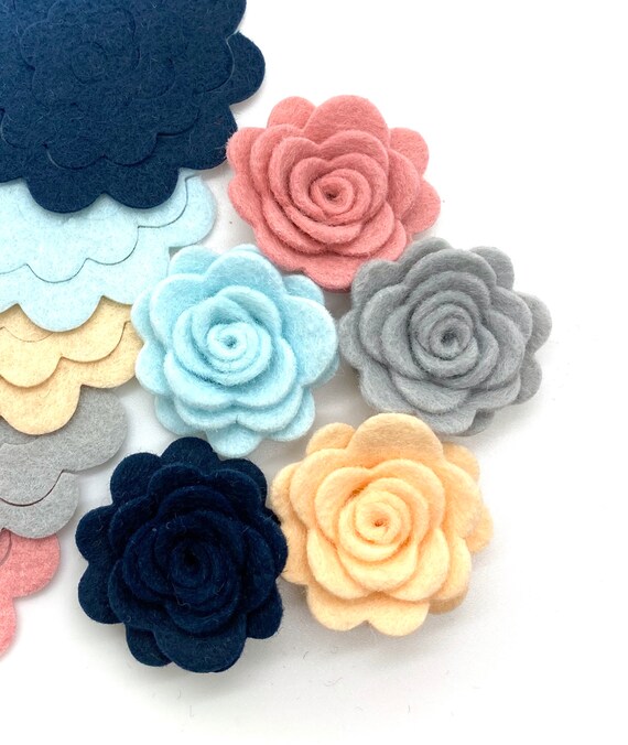 15 pcs Felt Flowers Set Die Cut Felt Flowers Felt Flower Etsy
