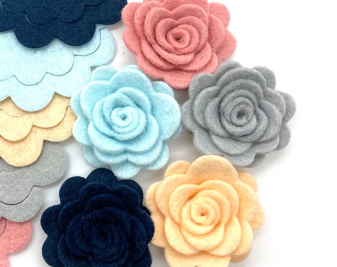 15 Pcs Felt Flowers Set Die Cut Felt Flowers Felt Flower Etsy