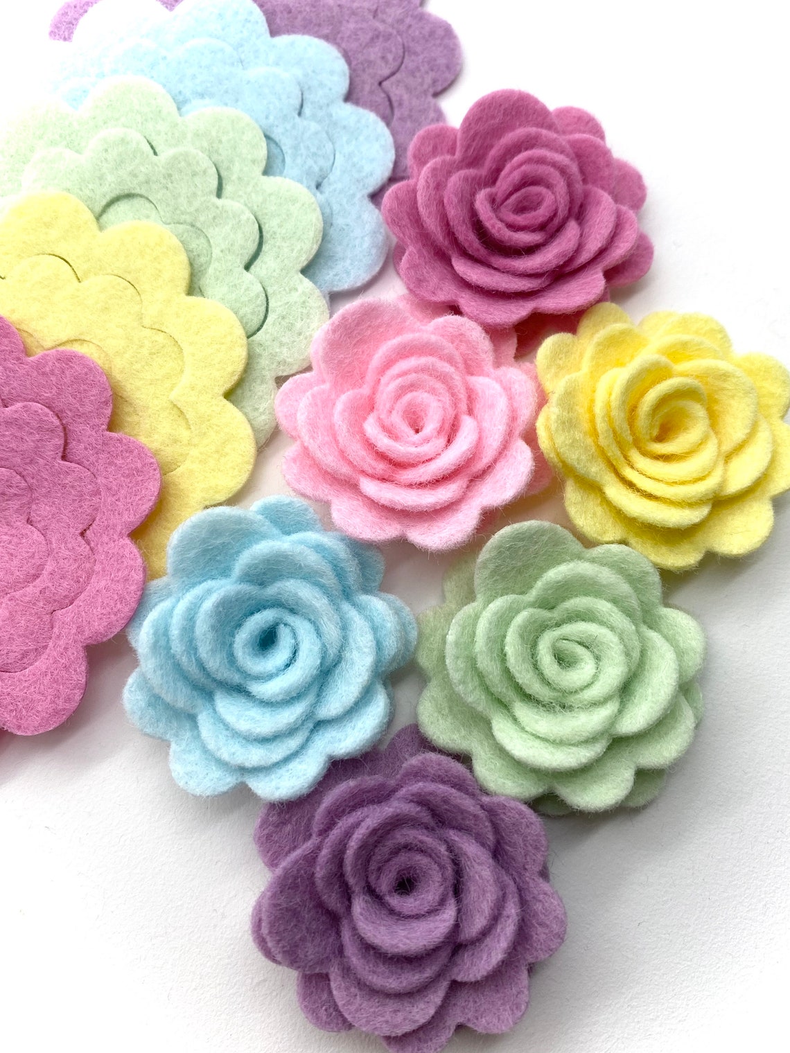18pcs Felt Flowers Set Die Cut Felt Flowers Felt Flower Set Etsy