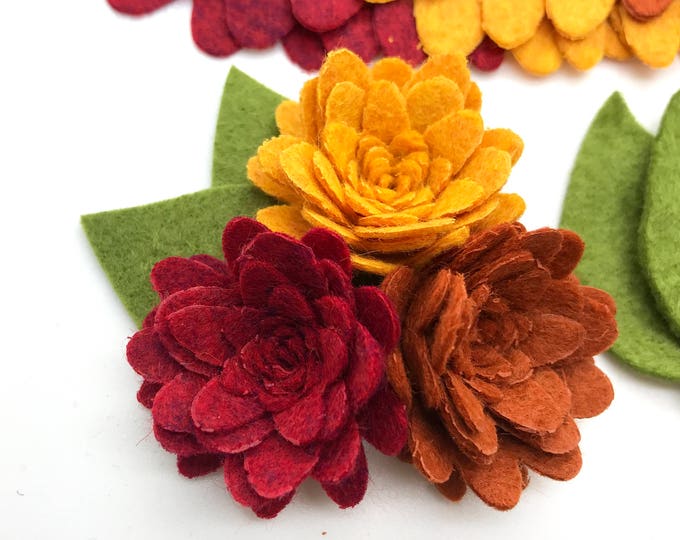 15 Pcs Wool Felt Flowers Set DIY Felt Flower Die Cut Felt Etsy